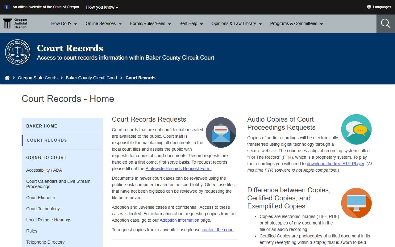 Baker County court records request and kiosk information