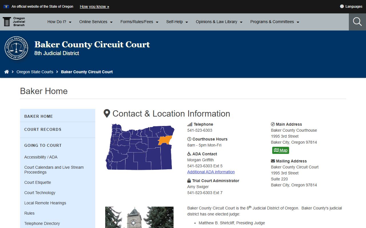 Baker County court records Circuit Court home page