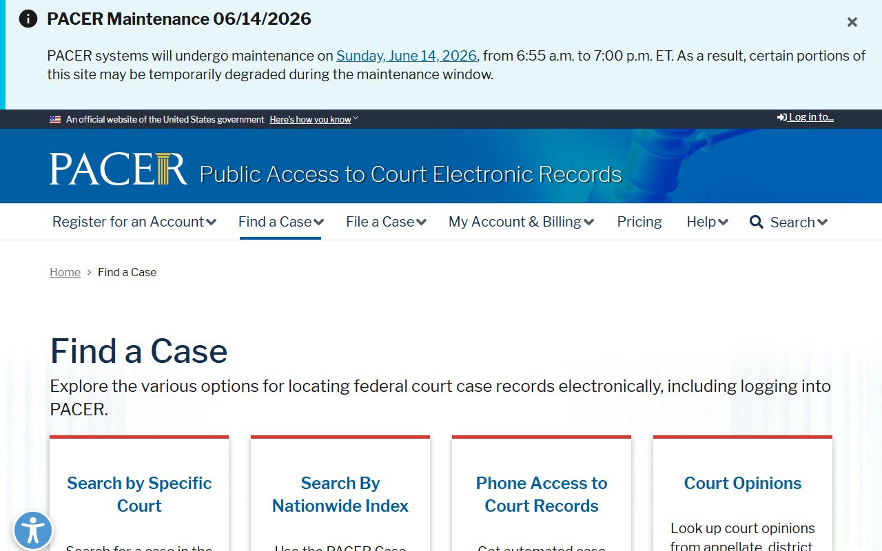 Baker County clerk records PACER federal case search