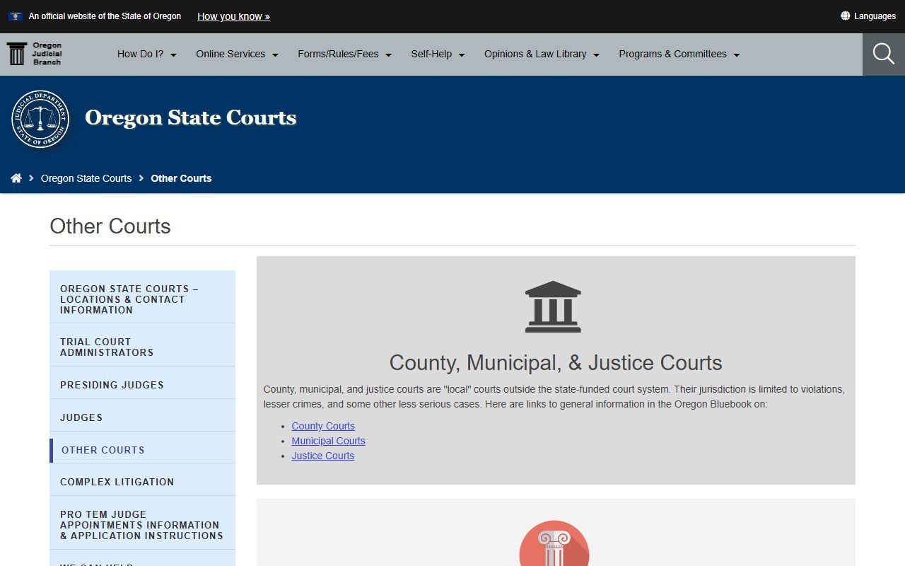 Baker County court dockets OJD other courts explanation