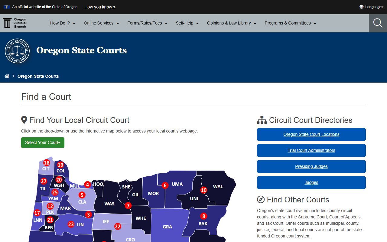 Baker County court dockets Oregon Find a Court page
