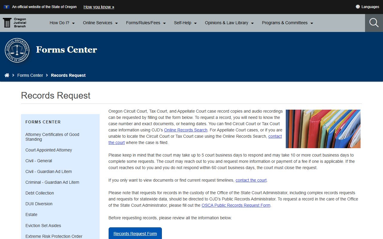 Baker County court records statewide request form