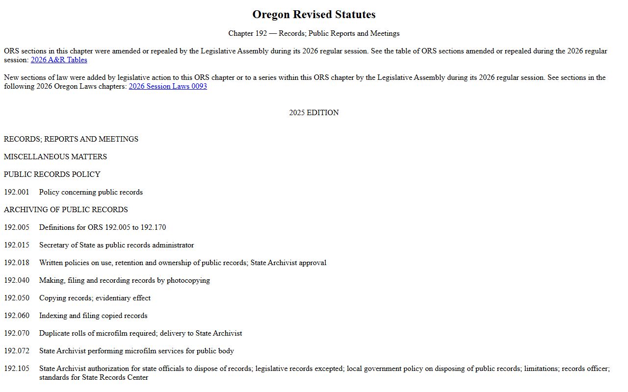Baker County court records Oregon public records law
