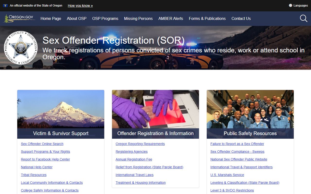 Baker County criminal court records OSP sex offender registration program
