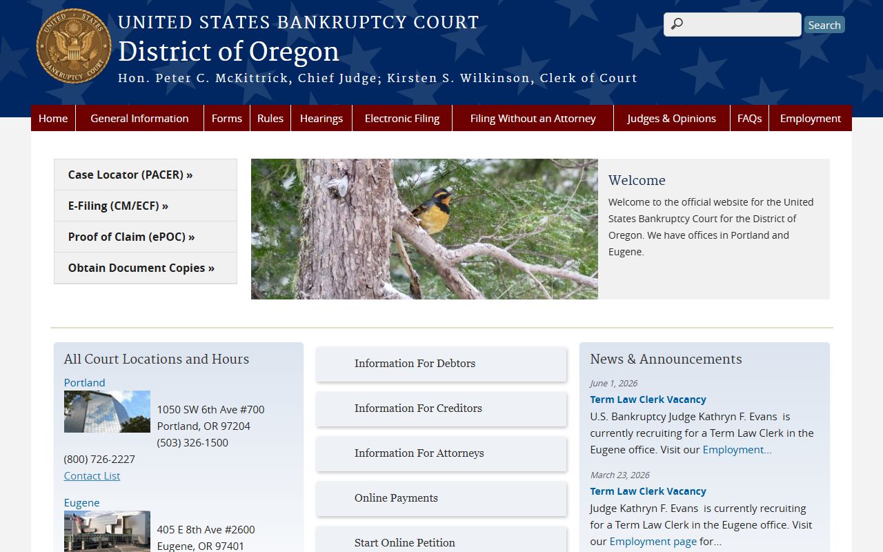 Baker County Circuit Court separate from Oregon Bankruptcy Court