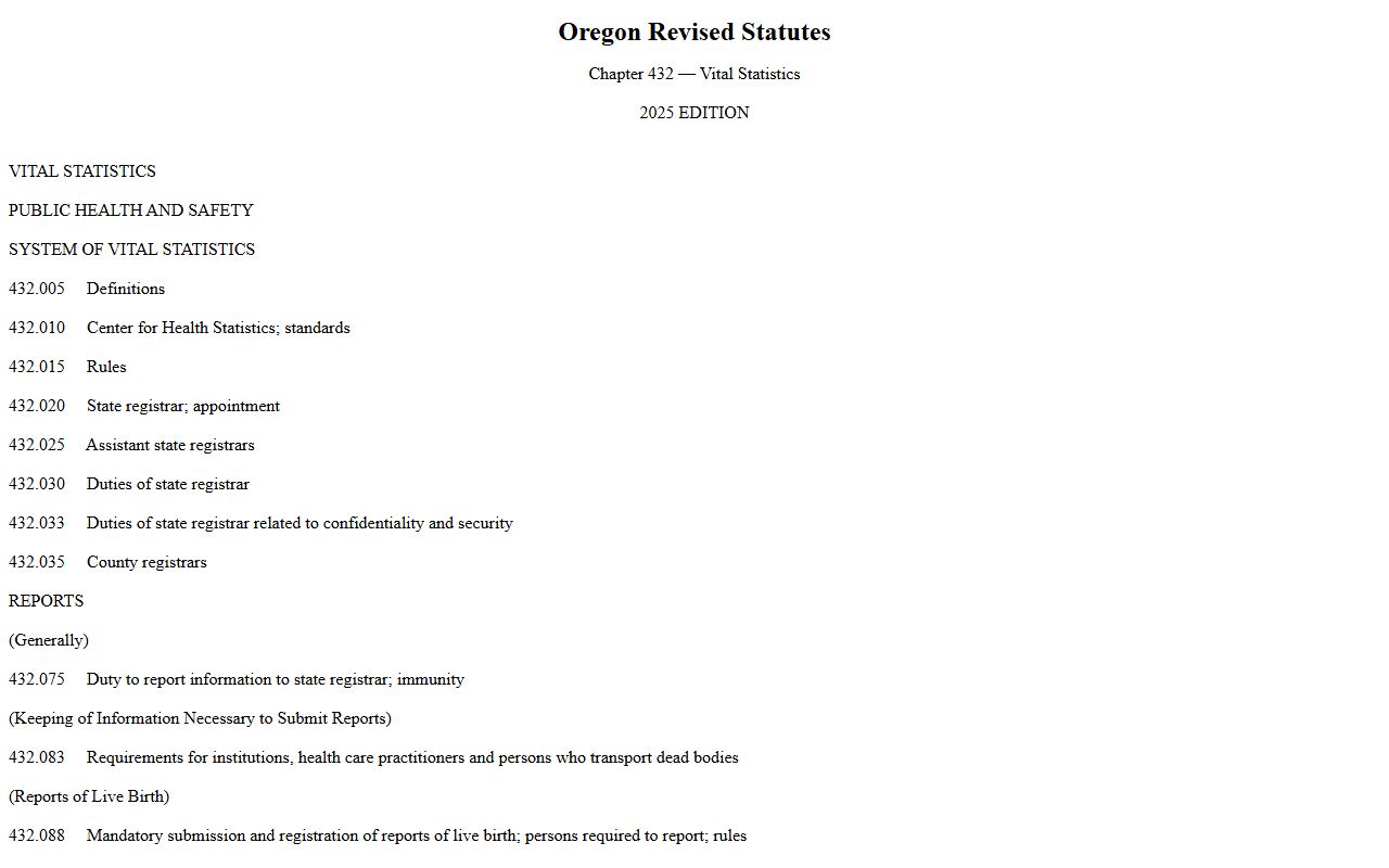 Baker County marriage divorce records Oregon vital records statutes