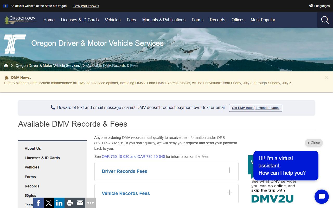 Baker County traffic court records and Oregon DMV available records